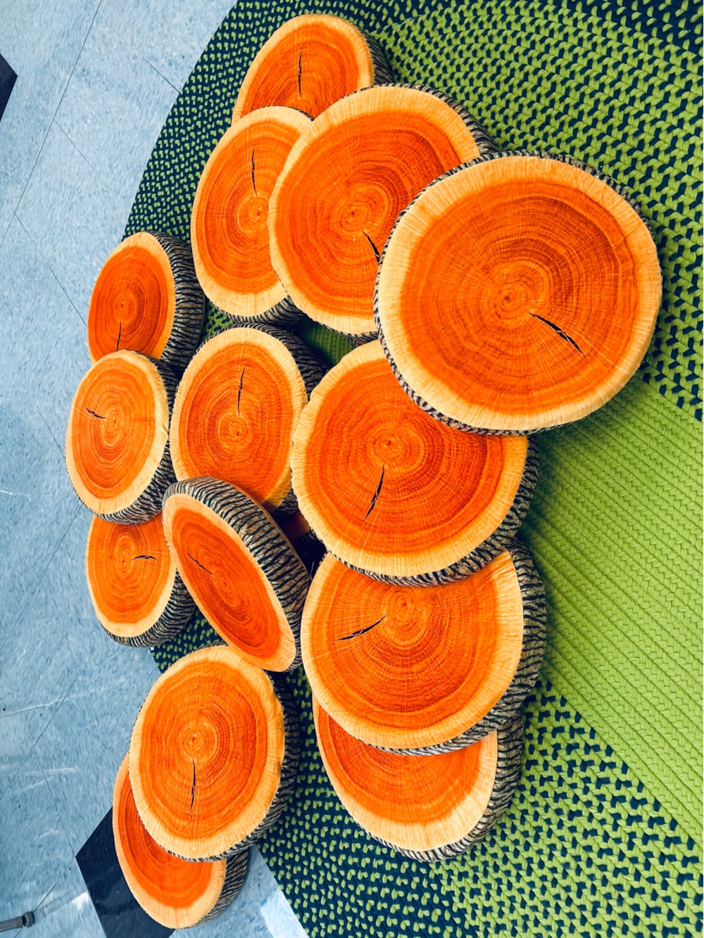 16 3D Tree Wood Slice Memory Foam Soft Throw Cushion Log Pillow (classroom set)
